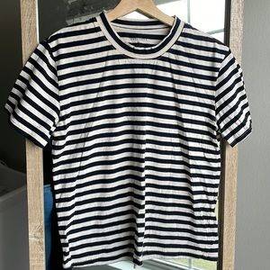Tradlands box tee black white stripe